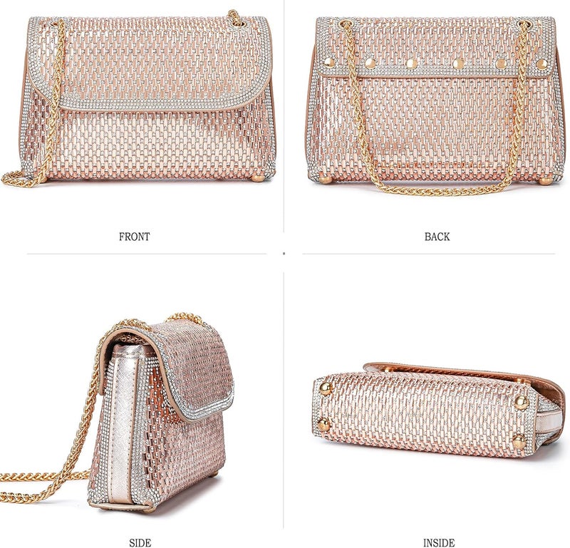 BBTT.ful Shoulder Bags Crossbody Bag Purses Handbags Crystals Rhinestone Evening Bag for Women Clutch Purse with Chain - Image 3